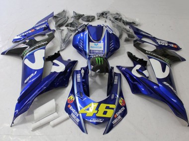Cheap 2017-2023 Yamaha YZF R6 Motorcycle Fairings - White Blue Green Monster MoviStar