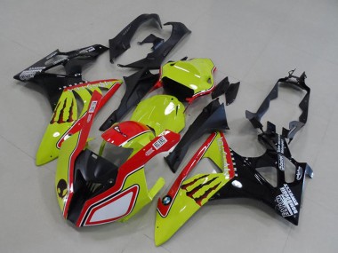 Cheap 2009-2014 BMW S1000RR Motorcycle Fairings - Neon Yellow Red Glossy Black Monster