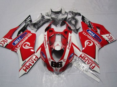 Cheap 2011-2014 Ducati 1199 Motorcycle Fairings - White Red Fiamm Ficc