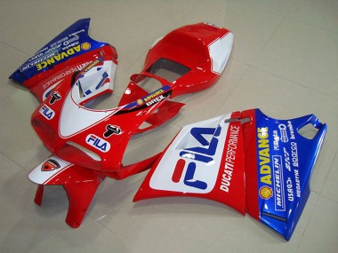 Cheap 1993-2005 Ducati 748 Motorcycle Fairings - White Red Blue Fila