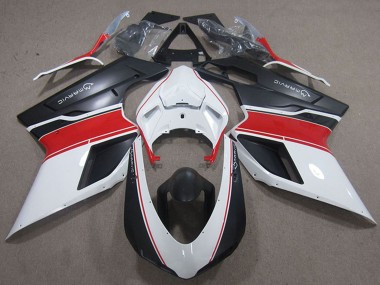 Cheap 2007-2014 Ducati 848 1098 1198 Motorcycle Fairings - White Red Matte Black Marvic