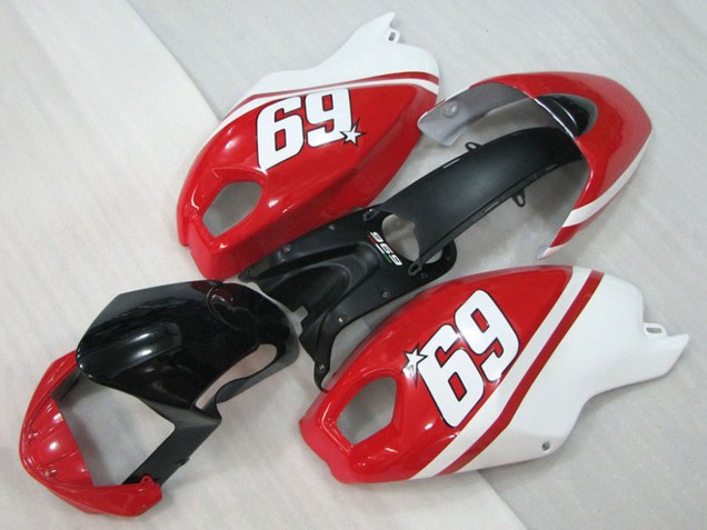 2008-2012 Ducati Monster 696 Motorcycle Fairings - White Red Glossy Black 69