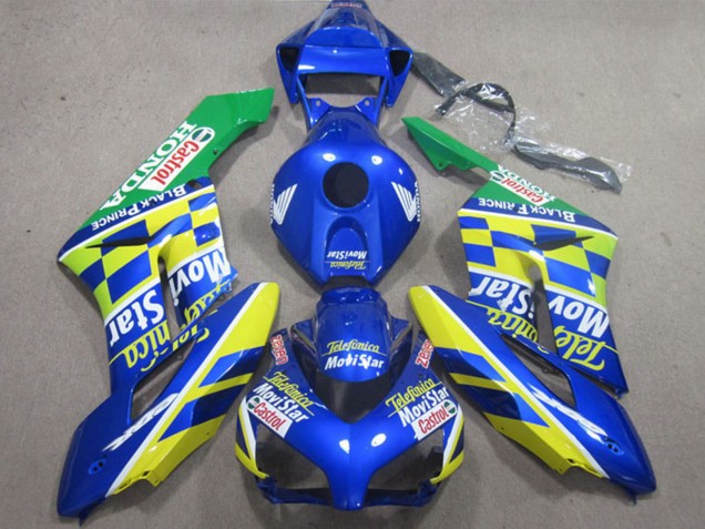 2004-2005 Honda CBR1000RR Motorcycle Fairings - Blue Yellow Green Telefonica MoviStar Castrol