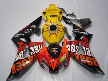 Cheap 2004-2005 Honda CBR1000RR Motorcycle Fairing - Yellow Orange Glossy Black Repsol Rossi 46