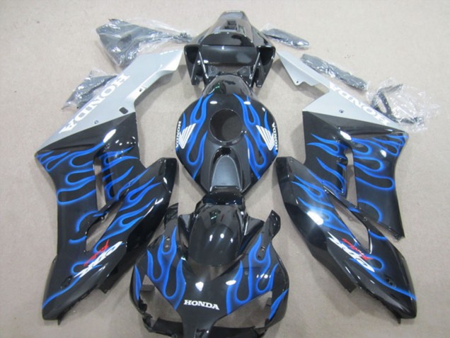 2004-2005 Honda CBR1000RR Motorcycle Fairings - Glossy Black Blue Flame