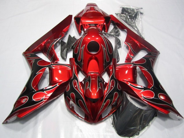 2006-2007 Honda CBR1000RR Motorcycle Fairing - Red Glossy Black Flame