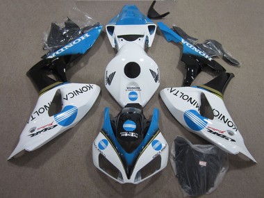 Cheap 2006-2007 Honda CBR1000RR Motorcycle Fairings - White Light Blue Glossy Black Konica Minolta