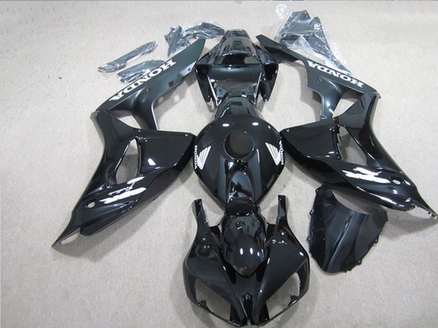 2006-2007 Honda CBR1000RR Motorcycle Fairings - Glossy Black White Decals