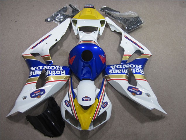 2006-2007 Honda CBR1000RR Motorcycle Fairings - White Blue Yellow Gold Rothmans