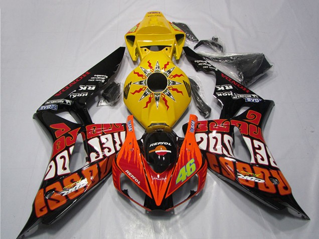 2006-2007 Honda CBR1000RR Motorcycle Fairings - Yellow Orange Glossy Black Rossi Repsol 46