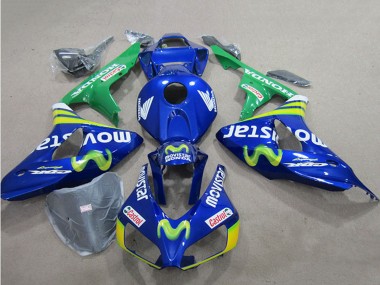 Cheap 2006-2007 Honda CBR1000RR Motorcycle Fairings - Blue Green Yellow MoviStar Castrol