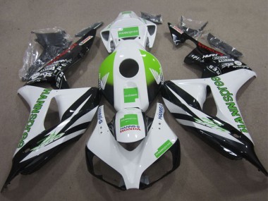 Cheap 2006-2007 Honda CBR1000RR Motorcycle Fairings - White Green Glossy Black Hannspree