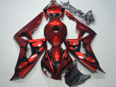 Cheap 2006-2007 Honda CBR1000RR Motorcycle Fairings - Red Glossy Black Flame