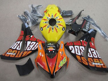 Cheap 2008-2011 Honda CBR1000RR Motorcycle Fairings - Yellow Orange Glossy Black Rossi Repsol 46