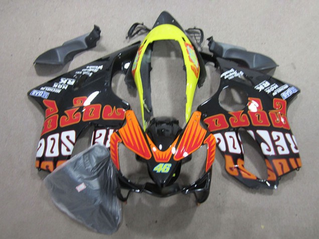 2004-2007 Honda CBR600 F4i Motorcycle Fairings - Yellow Orange Glossy Black Rossi 46
