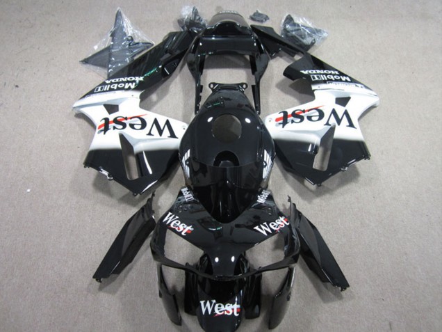 2003-2004 Honda CBR600RR Motorcycle Fairings - Glossy Black White West