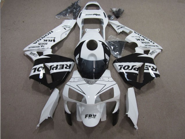 2003-2004 Honda CBR600RR Motorcycle Fairings - White Glossy Black Repsol