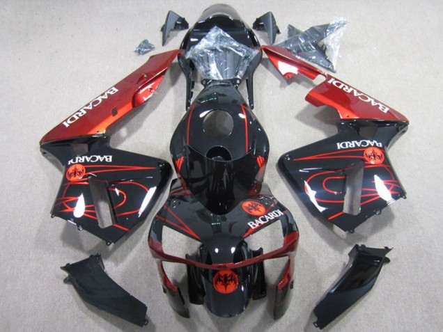 2003-2004 Honda CBR600RR Motorcycle Fairings - Glossy Black Red RACARDI