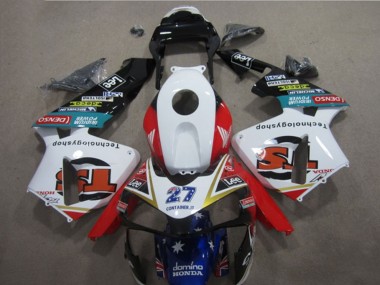 Cheap 2005-2006 Honda CBR600RR Motorcycle Fairings - White Red Blue Glossy Black Star Lee 27
