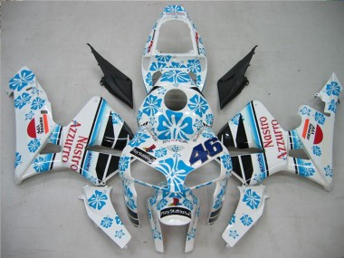 Cheap 2005-2006 Honda CBR600RR Motorcycle Fairings - White Blue Red Nastro Azzurro 46