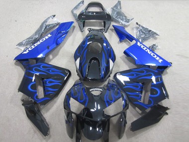 Cheap 2005-2006 Honda CBR600RR Motorcycle Fairing Kits - Glossy Black Blue Flame