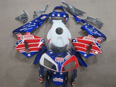 Cheap 2005-2006 Honda CBR600RR Motorcycle Fairings - White Red Blue Cycle World Castrol
