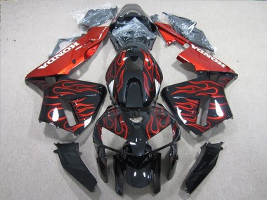 Cheap 2005-2006 Honda CBR600RR Bike Fairings - Glossy Black Red Flame