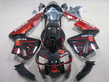 Cheap 2005-2006 Honda CBR600RR Motorcycle Fairings - Glossy Black Red BACARDI