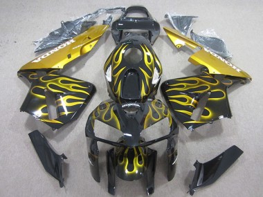 Cheap 2005-2006 Honda CBR600RR Motorcycle Fairings - Glossy Black Yellow Flame