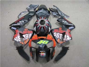 Cheap 2005-2006 Honda CBR600RR Motorcycle Fairings - Matte Black Valentino Rossi Repsol 46