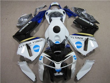 Cheap 2005-2006 Honda CBR600RR Motorcycle Fairings - White Blue Yellow Glossy Black Konica Minolta