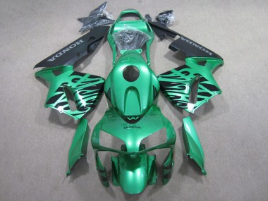Cheap 2007-2008 Honda CBR600RR Motorcycle Fairings - Green Glossy Black Flame