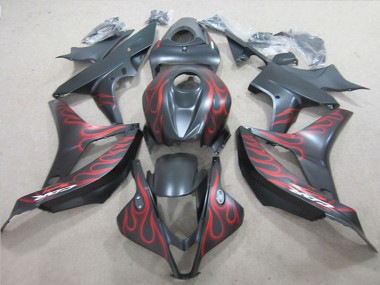 Cheap 2007-2008 Honda CBR600RR Motorcycle Fairings - Matte Black Red Flame