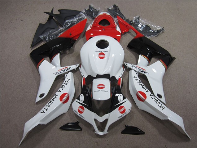 2007-2008 Honda CBR600RR Motorcycle Fairings - White Red Glossy Black Konica Minolta