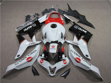 Cheap 2007-2008 Honda CBR600RR Motorcycle Fairings - White Red Glossy Black Konica Minolta MAPEI