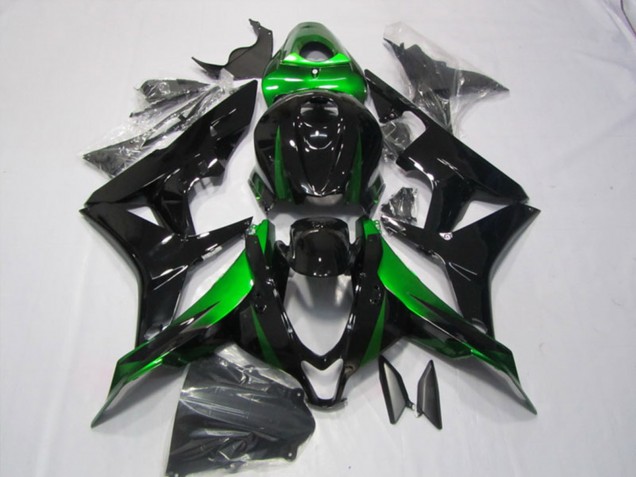2007-2008 Honda CBR600RR Motorcycle Fairings Kits - Green Glossy Black
