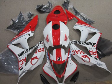 Cheap 2007-2008 Honda CBR600RR Motorcycle Fairings - White Red Pramac Bridgestone