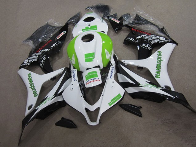 2007-2008 Honda CBR600RR Motorcycle Fairing Kits - White Green Glossy Black Hannspree
