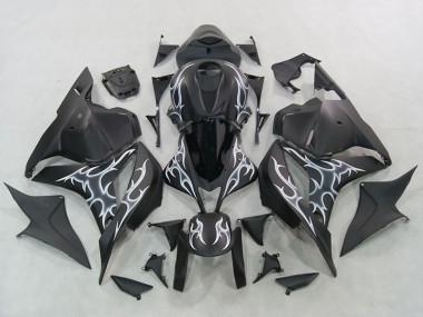 Cheap 2007-2008 Honda CBR600RR Motorcycle Fairings - Matte Black Silver Flame