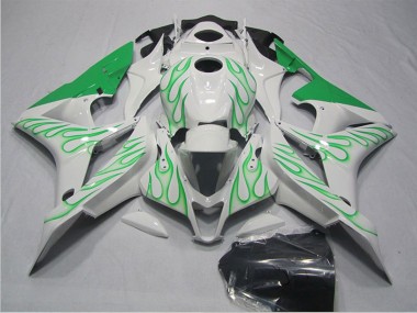 Cheap 2007-2008 Honda CBR600RR Motorcycle Fairings - White Green Flame
