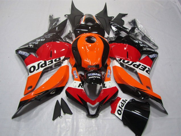 2009-2012 Honda CBR600RR Motorcycle Plastics - Orange White Red Glossy Black Repsol