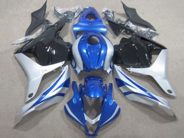 Cheap 2009-2012 Honda CBR600RR Motorcycle Fairings - Silver Blue Glossy Black Stripe