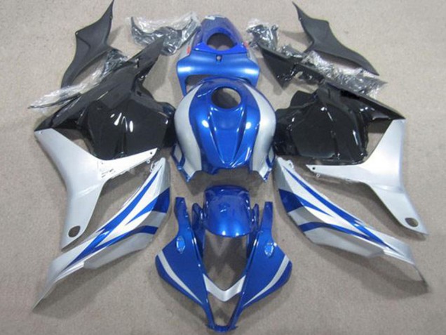 2009-2012 Honda CBR600RR Motorcycle Fairings - Silver Blue Glossy Black Stripe