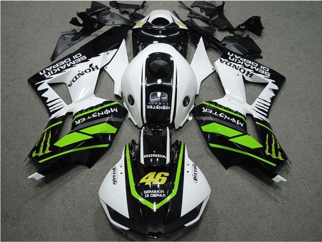 2013-2026 Honda CBR600RR Motorcycle Fairings - White Green Glossy Black Semakin Didepan Monster