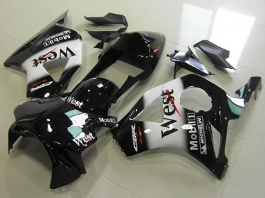 Cheap 2002-2003 Honda CBR900RR 954 Motorcycle Fairings - Glossy Black White West