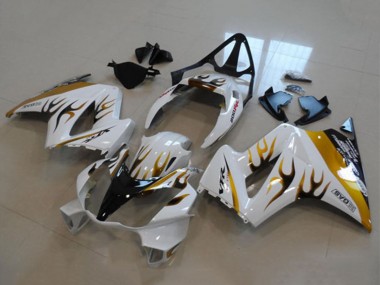 Cheap 2002-2013 Honda VFR 800 Motorcycle Fairing - White Gold Flame