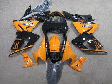 Cheap 2004-2005 Kawasaki ZX10R Motorcycle Fairings - Orange Glossy Black 3M Monster