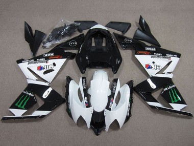 Cheap 2004-2005 Kawasaki ZX10R Motorcycle Fairings - Black White Monster