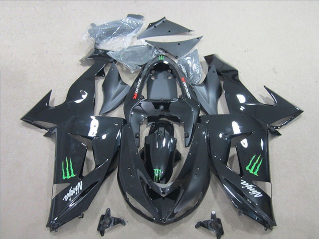 2006-2007 Kawasaki ZX10R Motorcycle Fairings - Glossy Black Green Monster