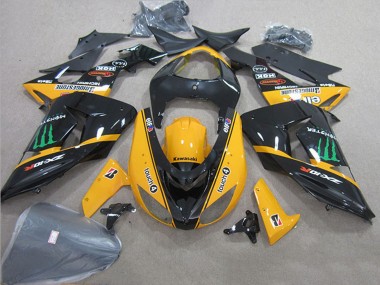 Cheap 2006-2007 Kawasaki ZX10R Motorcycle Fairings - Glossy Black Yellow Green Touch4 Monster